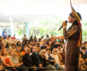 Professora ativista indígena do povo Xakriabá, Célia Correa. Foto: Raquel Avani. 15/08/2018